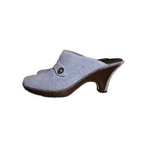 Cole Haan Women’s Blue Suede Clogs Mule Slide Shoes 3” Heel. US Size 7B
